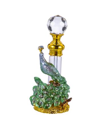 Angoily Perfume Bottle Essential Oil Bottle Glass Vintage Travel Vial 14x4x3cm Green