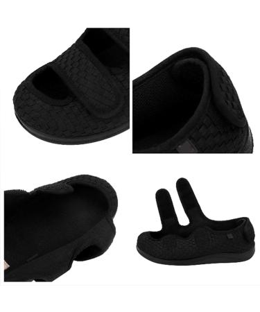 LEEWEE Diabetic Slippers - Extra Wide Adjustable Sandals for Swollen Feet - Black 46 - Buy Online on GoSupps.com