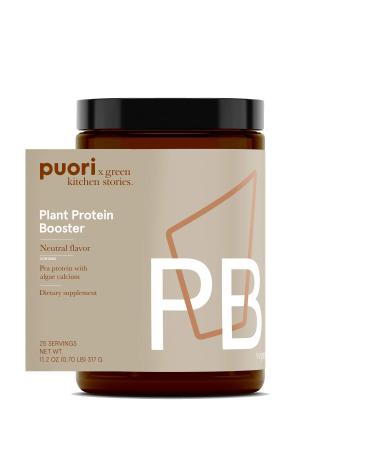 Puori Vegan Plant Protein Enhancer Powder - 25 Servings - Neutral Flavor Pea Protein with Algae Calcium for Essential Amino Acids - Dairy-Free, Vegetarian, Non GMO