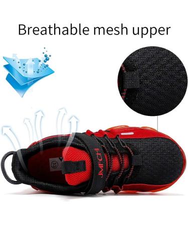 JMFCHI Kids' Knitted Mesh Sports Shoes - Lightweight Breathable Running Sneakers for Boys and Girls - Black/Red-8100 - Buy Online on GoSupps.com