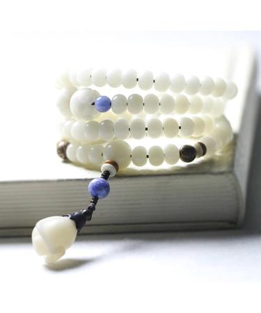 HSYHKDSY Bracelet 1 Piece of White Bodhi 108 Beads Necklace Bracelet Multi-Circle Bracelet White 0.6*0.8cm - Buy Online on GoSupps.com