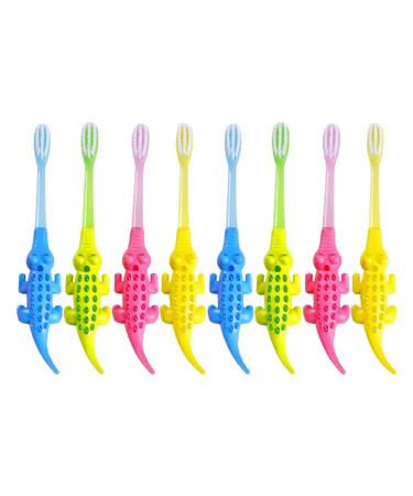 Minkissy 8st Cartoon-Tier-toothbrush sensitive toothbrushes tooth toys for oral care Massing toothbrush cartoon toothbrush baby toothbrush wood child pbt small head stick stick
