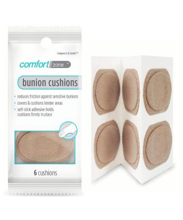 Comfort Zone Bunion Cushions Reduces Friction Against Sensitive Bunions 6 Cushions (1 Pack)