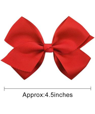 2 Pack Red Grosgrain Ribbon Hair Bows Clips for Baby Girls - 4.5 Inch Alligator Clips for Infants, Toddlers, Kids - Buy Online on GoSupps.com