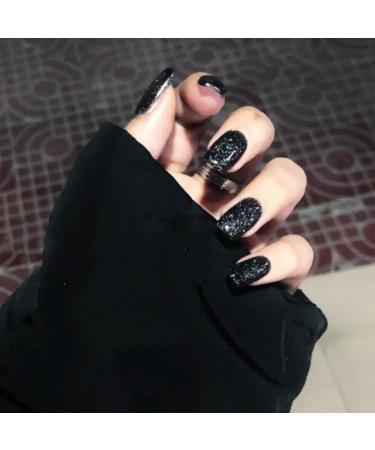Black Glitter Gel Nail Polish Nail Varnish Soak off UV/LED Lamp French Manicure Nails Long Lasting Nail Art Manicure Salon DIY at Home - Buy Online on GoSupps.com