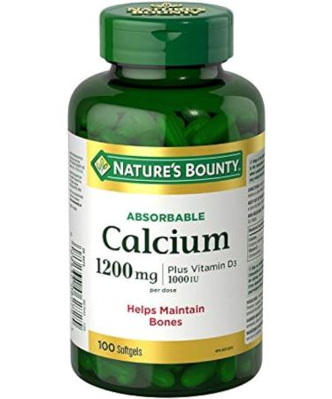 Nature's Bounty Calcium Pills plus Vitamin D3 1200mg Supplement Helps maintain bones Multi-colored 100 Count (Pack of 1)