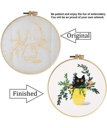 Mopulo Embroidery Kit for Adults - Black Cat Flower Pattern Cross Stitch Starter Set - Buy Online on GoSupps.com