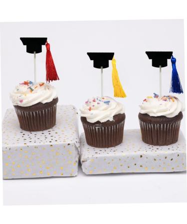 TOPPERFUN 12pcs Graduation Season Card Graduation Hat Graduation Caps Cupcake Topper Graduation Cocktail Picks Graduation Appetizer Picks Phd Toothpick Student Doctor's Hat Non-woven Fabric Yellow 10X3.8X3.8CM - Buy Online on GoSupps.com