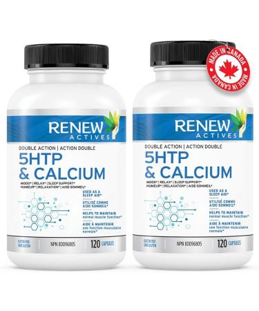 Renew Actives 5-HTP & Calcium Supplement - Sleep Aid - Promote Mood Balance - Source of Electrolyte - Help with Bone & Muscle - 120 Capsules (2packs) 120 count (Pack of 2) - Buy Online on GoSupps.com