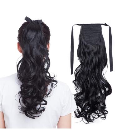 Sego ponytail clip in ponytail extension hair extension braid hair piece wavy wavy like real hair black wavy-18 "(45cm) -90g