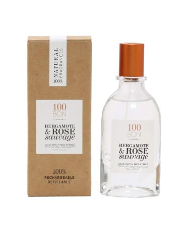 100BON Bergamote & Rose Sauvage Bergamot & Wild Rose Fragrance for Women & Men Invigorating Organic Fragrance with Spicy Citrus & Rose Water Fragrance - 100% Fragrance Spray 1.7 Fl Oz Fragrance 1.7 Fl Oz (Pack of 1)