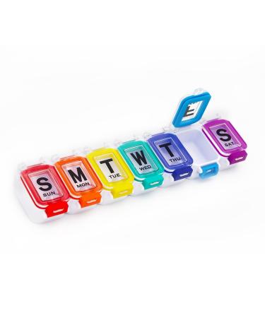 XL Weekly Pill Organizer Arthritis Friendly Travel 7 Day Pill Box Case Large Pill Case with Popup Open Design to Hold Vitamins Fish Oil Supplements and Medication Lock 7 days