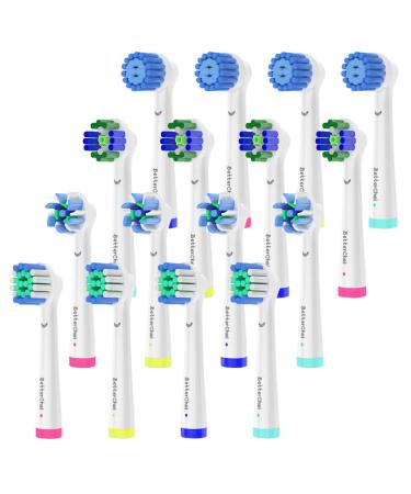 16pcs Brush Heads Compatible with Oral B Electric Toothbrushes. Pack of 4 Precision Clean 4 Cross Clean 4 3D Whitening Clean and 4 Sensitive Clean.