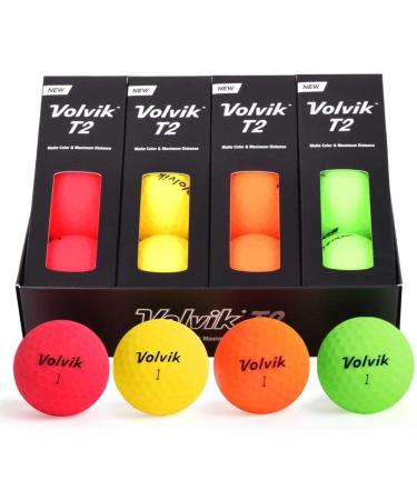 Volvik T2 2-Piece Long Distance Matte Golf Balls - 1 Dozen Multicolor - Buy Online on GoSupps.com