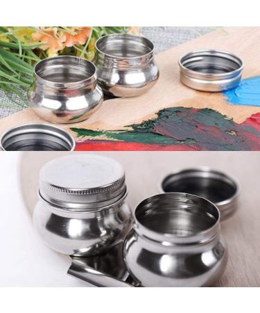 Stainless Steel Double Dipper Palette Cup - Large Size with Screw Hat for Turpentine and Paint Megilp - Buy Online on GoSupps.com