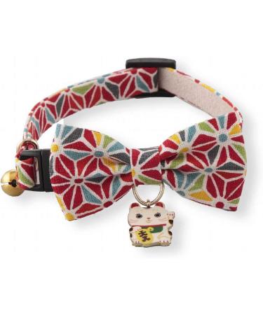 Necoichi Lucky Cat Charm Bow Tie Cat Collar in Red - Stylish and Lucky Charm for Your Feline Friend - Buy Online on GoSupps.com
