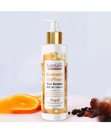 Nutriglow Luxury Skincare Kashmiri Saffron Sunscreen Serum 50 Pa+++ with Aloe Vera Extract| Protection From Uv Rays and Sun Tan| for All Skin Type|100 Ml - Buy Online on GoSupps.com