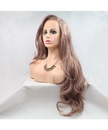 Drag Queen Synthetic Lace Front Wigs - Smoky Pink & Milky Lavender | Natural Hairline | Long Wave Cosplay Wigs for Women - 26 - Buy Online on GoSupps.com