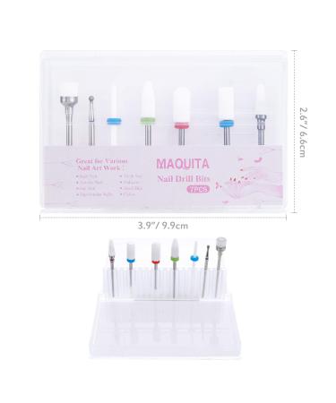 MAQUITA 7Pcs Ceramic Nail Drill Bits Set - Professional Nail Drill Bit Tools for Manicure Pedicure - Great Gift for Women and Girls - Buy Online on GoSupps.com