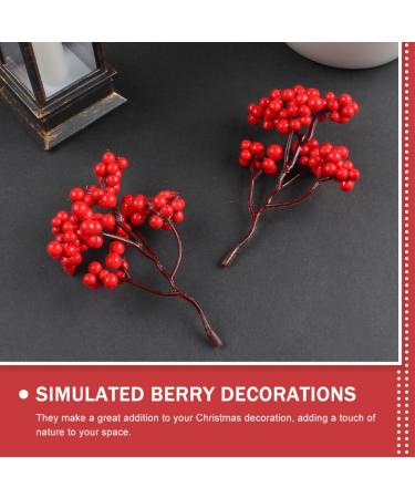 HOMSFOU 50 Pcs Artificial Red Fruit Xmas Holly Berries Stems Simulation Red Berries Holly Berries for Crafts Fake Holly Berries Desk Topper Christmas Tree Picks Plastic Fake Branch Berry - Buy Online on GoSupps.com
