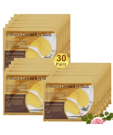 Under Eye Patches  Eye Mask 30 Pairs Gold Eye Gel Pads With Collagen  Eyes Treatment for Reducing Dark Circles  Lighten Wrinkles Anti-Aging Moisturizing  Fine Lines Eye Bags Puffiness for Women Men