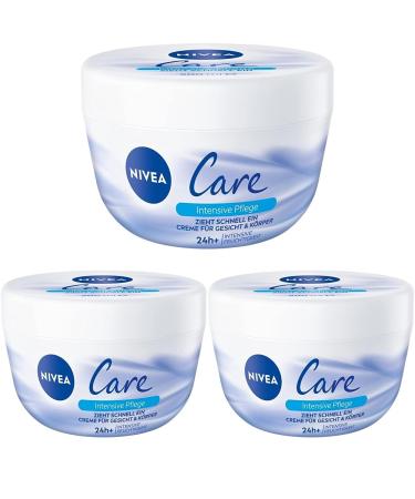 NIVEA CARE cream fast -moving cream for the face and body moisturizing Nivea cream for a delicate and smooth skin feeling (200 ml) (pack with 3) 1 200 ml (3 -pack)