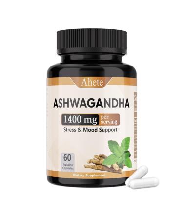 Ashwagandha Supplement Stress Relief and Mood Enhancer 1400mg Ashwagandha Powder and Root Extract 60 Capsules 30 Days Supply 60 Count (Pack of 1)