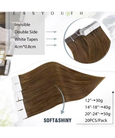 Easyouth Medium Brown Tape in Human Hair Extensions - 16 Inch #4 Remy Real Hair 20Pcs 40g - Buy Online on GoSupps.com
