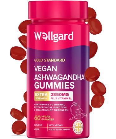 Wellgard Vegan Ashwagandha Gummies High Strength Ashwagandha with Vitamin B6 Highly Bioavailable 60 Gummies UK Formulated