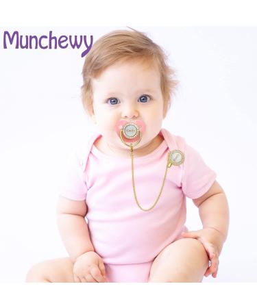 Munchewy Personalized Pacifier & Clip Gift Box | Luxurious Baby Gift with Glittering Crystal | Perfect for Boys & Girls | Newborn Photography Keepsake - Buy Online on GoSupps.com