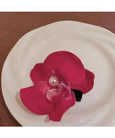 Hawaiian Flower Hair Clips - Orchid Hairpin Bohemia Barrette Headwear - Elegant Fake Headwear Hair Accessories Hawaii Flower Hair Clip Pins for Beach Seaside Holiday Red - Buy Online on GoSupps.com