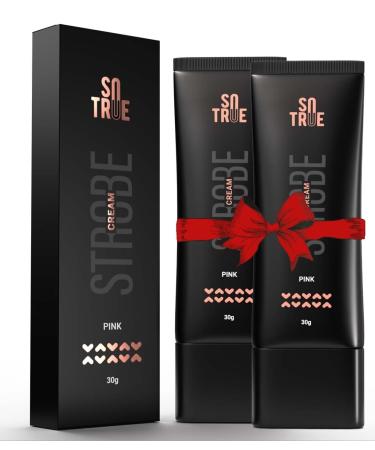 So True Strobe Cream Pink For Face Radiance Multipurpose Strobe Cream Dewy Glazed Instant Glow Highlighter For Face Boosts Hydration For All Skin Types 30g 1.05oz (Pack of 2)