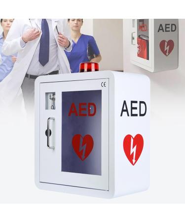 AED cabinet AED defibrillator cabinet first aid storage cabinet assembled on the wall metal steel plate with key and snap lock suitable for all brands of Cardiac Science for F