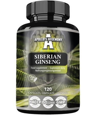 APOLLO'S HEGEMONY Siberian Ginseng 500 mg - 120 Vegan Capsules - 4 Month Extract Standarized to 0 8% eleutherosides B + E - Dietary Supplement