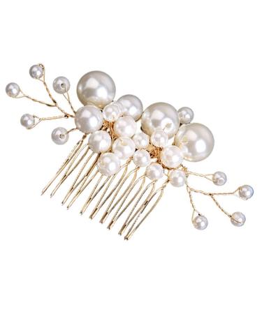 minkissy Pearl Comb Hair Bling Pearl Hair Clips Hair Combs for Women Accessories Bridal Hair Pearls Headpiece Flower Hair Accessories Hair Accessories for Women Bride Wedding Hair up Alloy