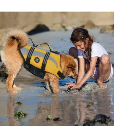 Emust XXL Dog Swimming Vest - Ripstop Large Dog Life Jacket with Double Rescue Handles - Ideal for Pool & Water Activities - Yellow - Buy Online on GoSupps.com