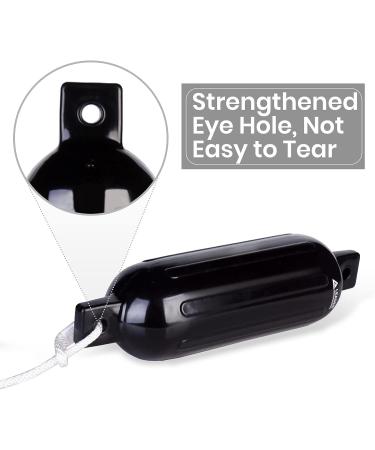 Leader Accessories Ribbed Boat Fender Bumper Pack of 4 - 3/8 Lines and Pump Included, Black, 4.5x16 - Twin Eyes Design - Buy Online on GoSupps.com