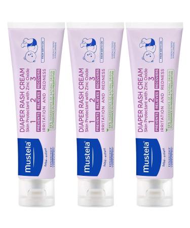 Mustela Baby Diaper Rash Cream 123 - Skin Protectant with Zinc Oxide - Fragrance Free & Paraben Free - with 98% Natural Ingredients - Various Packaging 3-Pack