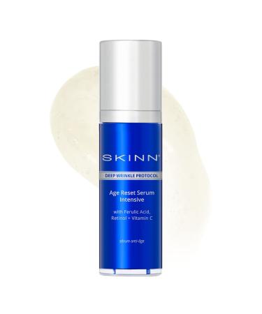 SKINN Deep Wrinkle Facial Serum  Intensive Age Reset Serum - Anti Wrinkle Repair Face Serum - Hydrating & Plumping Anti Aging Serum Reduces Fine Lines - Ferulic Acid  Retinol  Vitamin C & NAD