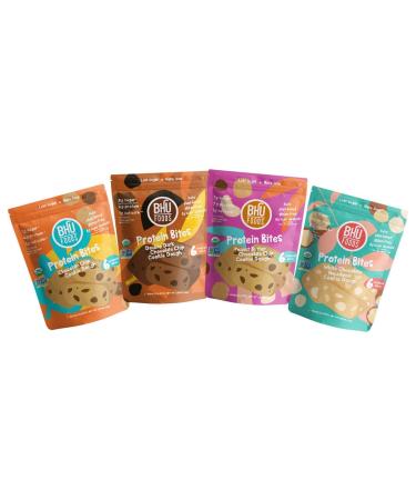 BHU Keto Bites - Low Net Carb, Low Sugar - Organic Keto Snack made with Clean, Gluten Free Ingredients - 4 Bag Variety Pack with 6 Individually Wrapped Snacks per Bag