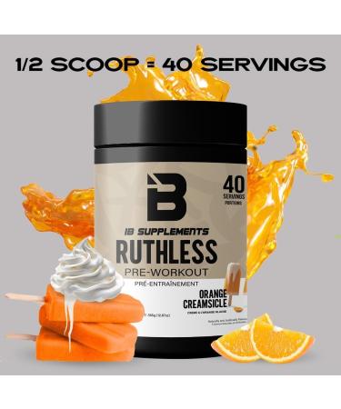 Iron Brothers Supplements Ruthless Pre workout Powder for Women & Men | Creatine-Free Nitric Oxide Booster | Energy & Focus | Natural Workout Supplement Bulk Pre-Workout | 40 Servings (Orange Cream) Orange Creamsicle - Buy Online on GoSupps.com