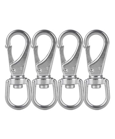 AOWESM Stainless Steel Swivel Eye Snap Hook, Heavy Duty Scuba Diving Clips, Flag Pole Clips, Spring Buckles for Bird Feeders Pet Chains Dog Leashes Keychains and More (4 Pieces) M5/1#, Silver
