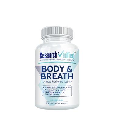 Research Verified Body & Breath Natural Deodorant & Freshener - Bad Breath & Body Odor Supplement - 60 Capsules (1 Month Supply)