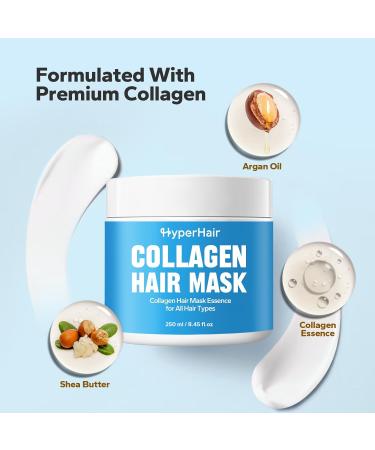 Collagen Hair Mask 250ml - Deep Repair Conditioning & Hydrating Treatment for All Hair Types - Natural Argan Oil Essence - Buy Online on GoSupps.com
