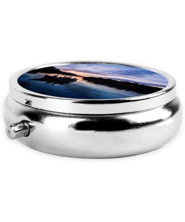 Fishing Scenic Mini Round Pill Box - 3 Compartment Travel Organizer | Portable Medicine Case for Home & Office - Buy Online on GoSupps.com
