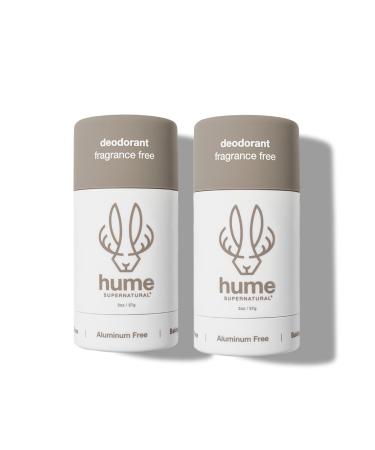 Hume Supernatural Natural Deodorant Aluminum Free for Women & Men Natural Ingredients Probiotic Plant Based Baking Soda Free Aloe & Cactus Flower Anti Sweat Stain & Odor Fragrance Free 2-Pack Fragrance Free - ...