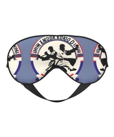 Taekwondo Design Print Unisex Sleeping Eye Mask Soft Comfortable Light-Blocking Eye Mask Black