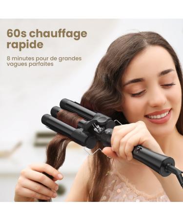 Hair Curler with 3 Heads Adjustable Temperature Wave Irons with Quick Heating PTC Ceramic Curling Iron 10-32mm 5 in 1 Curl - Buy Online on GoSupps.com