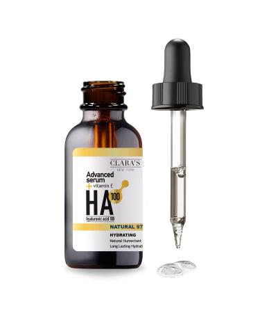 CLARA'S NEW YORK Advanced Hyaluronic Acid Facial Serum 30ml with Vitamin E for Lasting Hydration and Moisturized Skin - Made in USA Hyaluronic Acid Serum