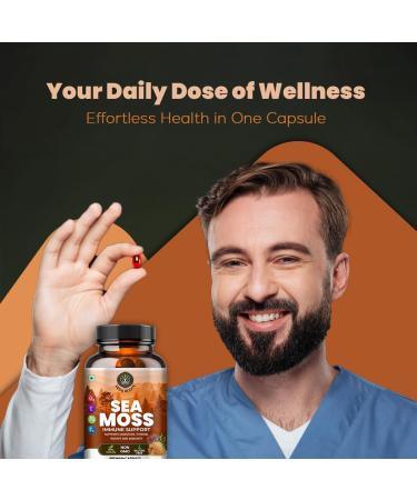 Veda Roots Sea Moss Capsules with Burdock Root Bladderwrack & Muira Puama support immunity gut health & energy. Made with raw Irish sea moss powder-120 nutrient-rich superfood capsules-60 Capsules - Buy Online on GoSupps.com